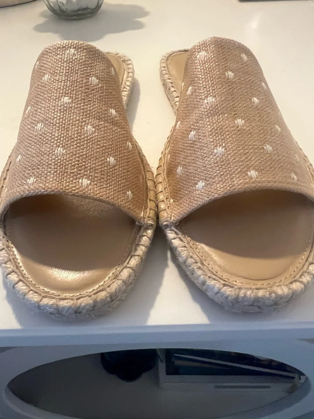 NWOB TALBOTS LLYSSA ESPADRILLE POLKA DOT SLIP ON SANDALS SZ 8